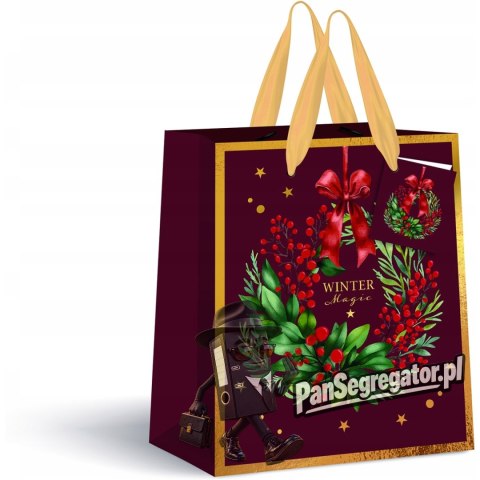 Torebka prezentowa duża Burgundy Boże Narodzenie 190g 33x46x13cm INTERDRUK