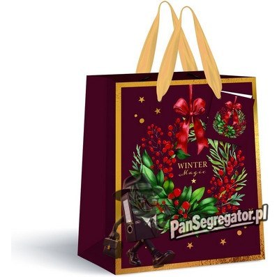 Torebka prezentowa mała Burgundy Boże Narodzenie 190g 18x23x10cm INTERDRUK