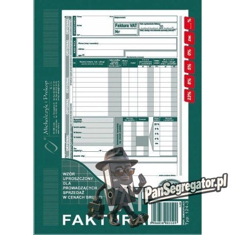 124-3E Faktura VAT brutto A5piN! (pion-upr.)MICHALCZYK I PROKOP
