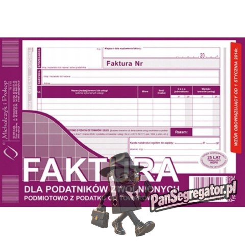 203-3E Faktura dla podatników zwolnionych z VAT A5 (o+1k) MICHALCZYK