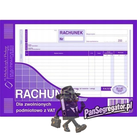 231-3 Rachunek A5 dla zw.z VAT (poziom)MICHALCZYK i PROKOP