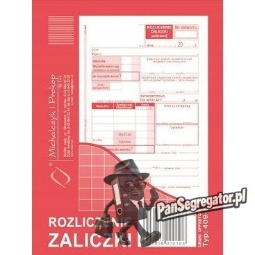 409-5 Rozliczenie zaliczki A6 40 kartek Michalczyk i Prokop