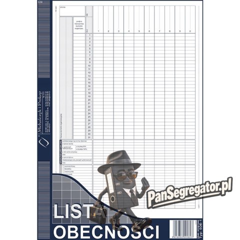 506-1 Lista obecności MICHALCZYK&PROKOP A4 40 kartek