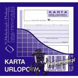 507-6 Karta urlopowa 2/3 A6 40 kartek Michalczyk i Prokop