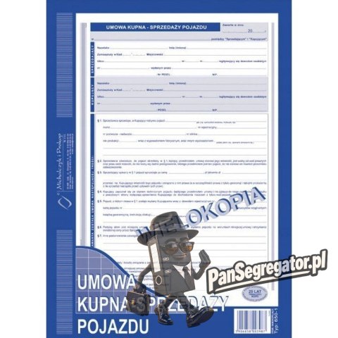 650-1 Umowa kupna - sprzedaży pojazdu MICHALCZYK&PROKOP A4 40 kartek