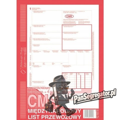 800-2N CMR A4 80kartek 1+4 numerowany międzynarodowy list przewozowy M&P