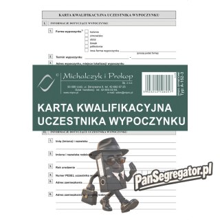 A-152-3 Karta kwalifikacyjna uczestnika wypoczynku A5 Michalczyk i Prokop