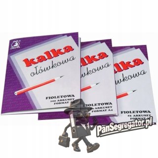 Kalka ołówkowa A4 100 arkuszy filoetowa DELFIN