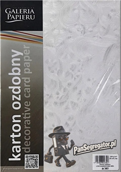 Karton ozdobny A4 LOVE diamentowa biel (20ark) 220g 203401 ARGO