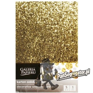 Karton ozdobny cekinowy A4 złoty 210g. (5ark.) 208506 Galeria Papieru