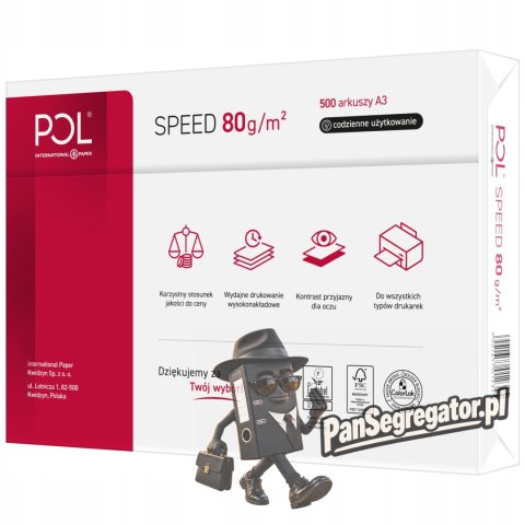 Papier ksero A3 80g POLSPEED ( 5 ryz) klasa białości CIE153