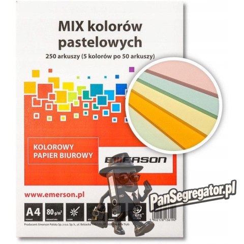 Papier ksero A4 80g EMERSON 250ark mix pastel xem1000250pwn