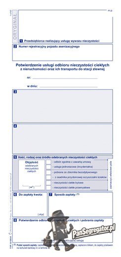 S-105-8 Potwierdzenie usługi odbioru nieczystości ciekłych oraz ich transportu do stacji zlewnej MICHALCZYK I PROKOP