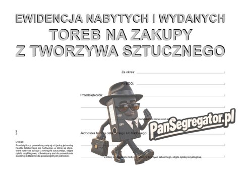 S-200-3 Ewidencja nabytych i wydanych toreb na zakupy z tworzywa sztucznego MICHALCZYK I PROKOP