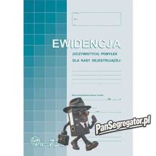 Vu73-u Ewidencja (oczyw) pomyłek z kasy rej.A4 Michalczyk i Prokop