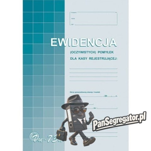 Vu73-u Ewidencja (oczyw) pomyłek z kasy rej.A4 Michalczyk i Prokop