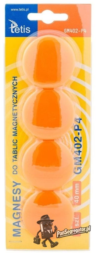 Magnesy do tablic pomarańczowe 40mm (4szt.) GM402-P4 TETIS