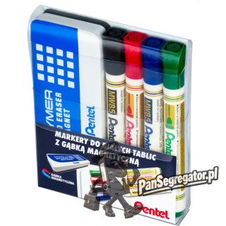 Markery do tablic MW85-ST4ABCDPL 4szt. z gąbką PENTEL