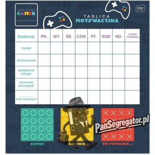 Tablica motywująca z naklejkami GAMER 320x340mm INTERDRUK