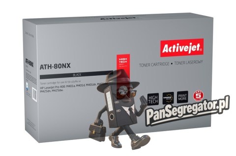 Activejet ATH-80NX Toner (zamiennik HP 80X CF280X; Supreme; 6900 stron; czarny)