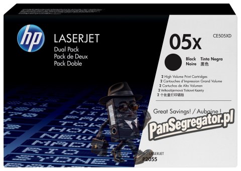HP 05X zestaw 2 oryginalnych wkładów z czarnym tonerem LaserJet XL