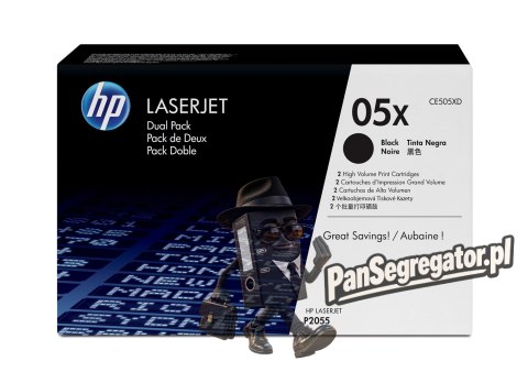HP 05X zestaw 2 oryginalnych wkładów z czarnym tonerem LaserJet XL