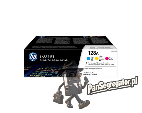 HP 128A zestaw 3 oryginalnych wkładów z tonerem LaserJet: błękitny/purpurowy/żółty