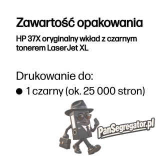 HP 37X oryginalny wkład z czarnym tonerem LaserJet XL