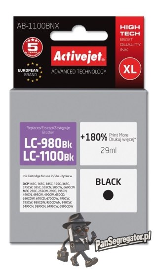 Activejet AB-1100BNX Tusz (zamiennik Brother LC1100BK/980BK; Supreme; 29 ml; czarny)