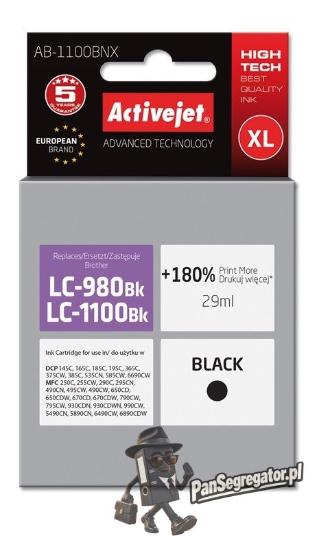 Activejet AB-1100BNX Tusz (zamiennik Brother LC1100BK/980BK; Supreme; 29 ml; czarny)