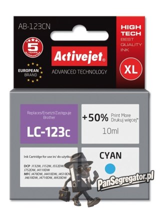 Activejet AB-123CN Tusz (zamiennik Brother LC123C/121C; Supreme; 10 ml; niebieski)