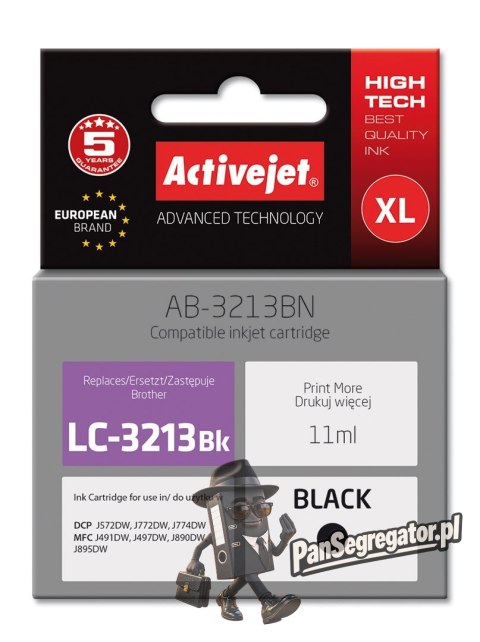 Activejet AB-3213BN Tusz (zamiennik Brother LC3213BK; Supreme; 11 ml; czarny)