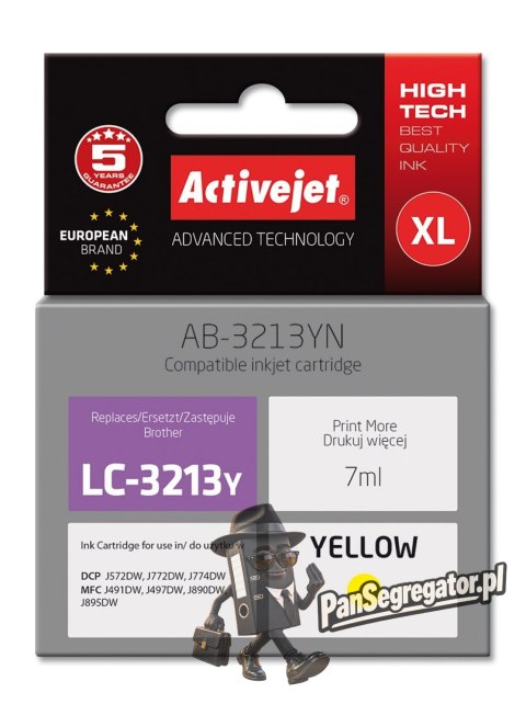 Activejet AB-3213YN Tusz (zamiennik Brother LC3213Y; Supreme; 7 ml; żółty)