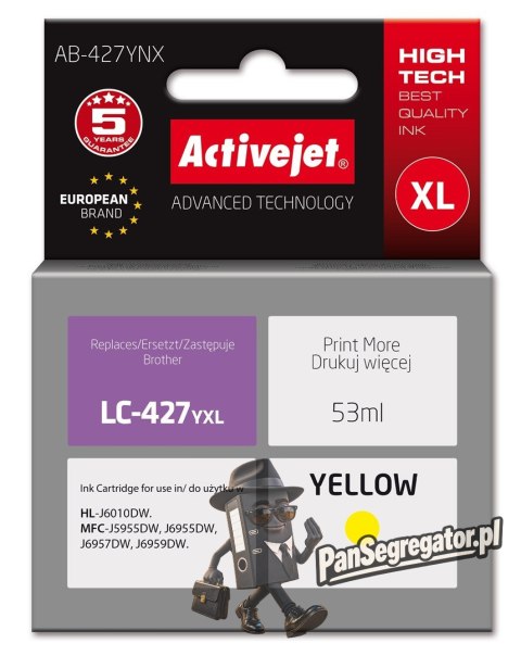 Activejet AB-427YNX Tusz (zamiennik Brother LC-427YXL; Supreme; 53 ml; żółty)