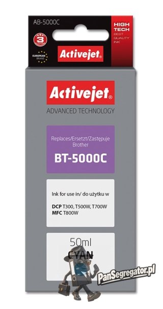 Activejet AB-5000C Buteleczka z tuszem z atramentem (zamiennik Brother BT-5000C; Supreme; 50 ml; 5000 str., niebieski)
