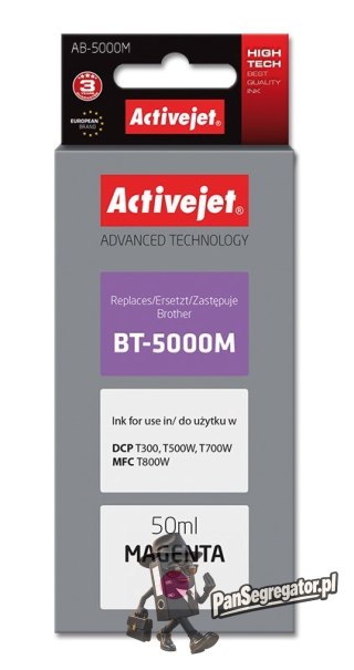 Activejet AB-5000M Buteleczka z tuszem z atramentem (zamiennik Brother BT-5000M; Supreme; 50 ml; 5000 str., czerwony)
