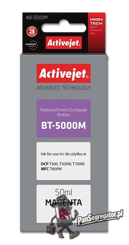 Activejet AB-5000M Buteleczka z tuszem z atramentem (zamiennik Brother BT-5000M; Supreme; 50 ml; 5000 str., czerwony)