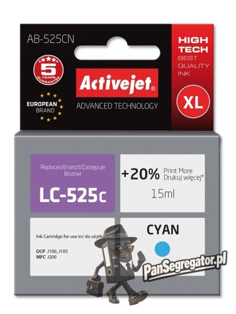 Activejet AB-525CN Tusz (zamiennik Brother LC525C; Supreme; 15 ml; niebieski)