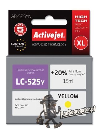 Activejet AB-525YN Tusz (zamiennik Brother LC525Y; Supreme; 15 ml; żółty)