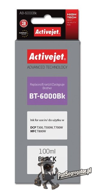 Activejet AB-6000Bk Buteleczka z tuszem z atramentem (zamiennik Brother BT-6000BK; Supreme; 100 ml; czarny)