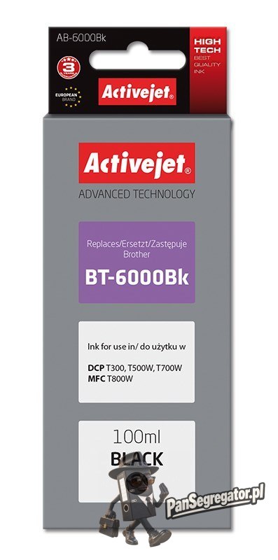 Activejet AB-6000Bk Buteleczka z tuszem z atramentem (zamiennik Brother BT-6000BK; Supreme; 100 ml; czarny)