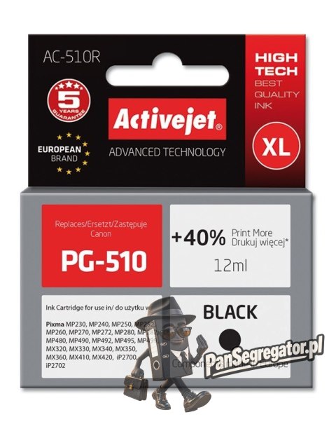 Activejet AC-510R Tusz (zamiennik Canon PG-510; Premium; 12 ml; czarny)