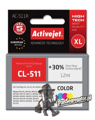 Activejet AC-511R Tusz (zamiennik Canon CL-511; Premium; 12 ml; kolor)