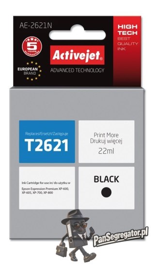 Activejet AE-2621N Tusz (zamiennik Epson 26 T2621; Supreme; 22 ml; czarny)