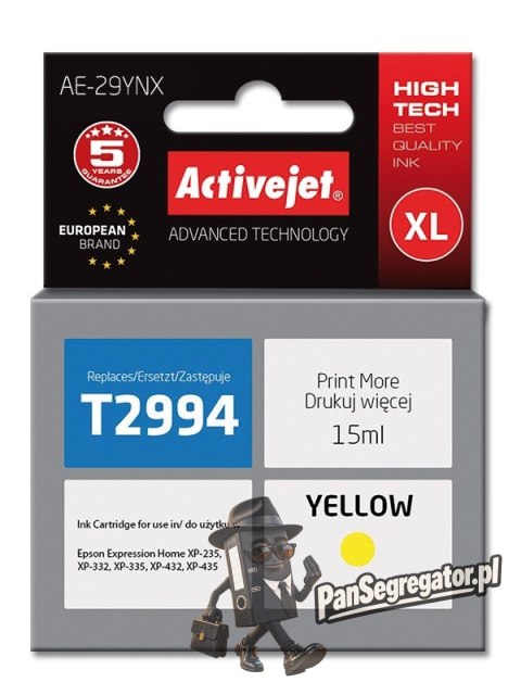 Activejet AE-29YNX Tusz (zamiennik Epson 29XL T2994; Supreme; 15 ml; żółty)