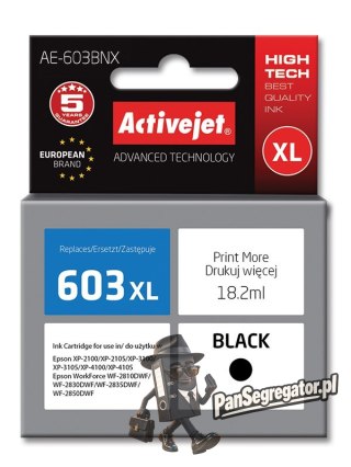 Activejet AE-603BNX Tusz (zamiennik Epson 603XL T03A14; Supreme; 18,2 ml; czarny)