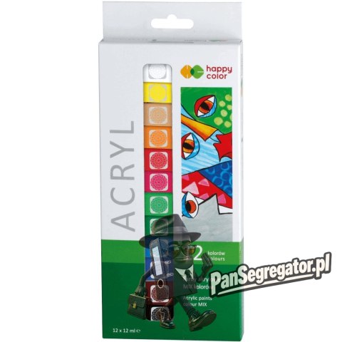 Farba akrylowa HOBBY zestaw 12 kolorów, 12ml HA 7370 0012-H12 HAPPY COLOR
