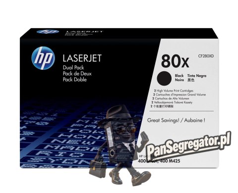 HP 80X zestaw 2 oryginalnych wkładów z czarnym tonerem LaserJet XL