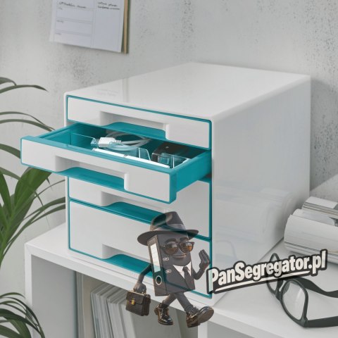 Pojemnik z 4 szufladami LEITZ WOW turkusowy 52132051
