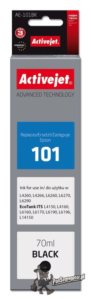 Activejet AE-101BK Buteleczka z tuszem z atramentem (zamiennik Epson 101; Supreme; 70 ml; czarny)